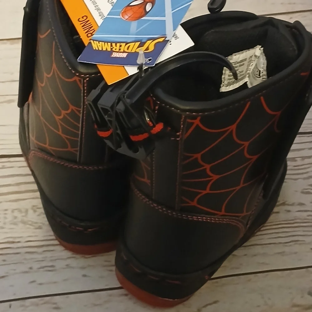 Spider-Man Themed Kids Boots With Light Up Soles Size 6